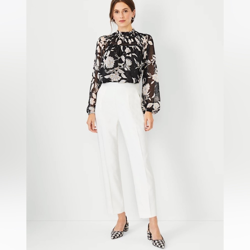 Ann Taylor The Eva Easy Ankle Pant, Winter White, Size XS